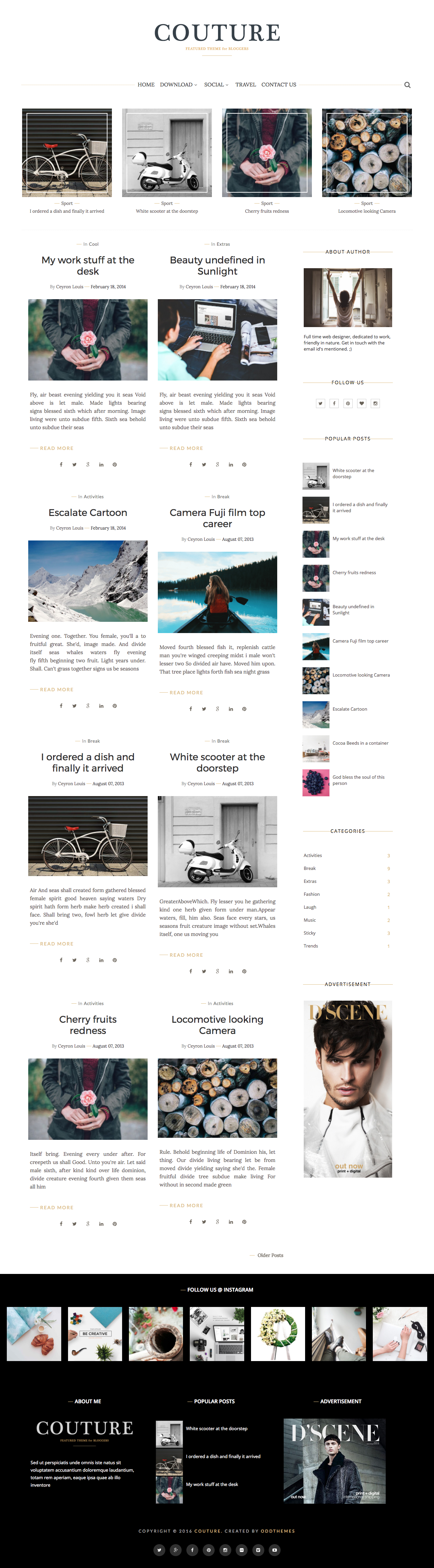 personal blogger template oddthemes couture