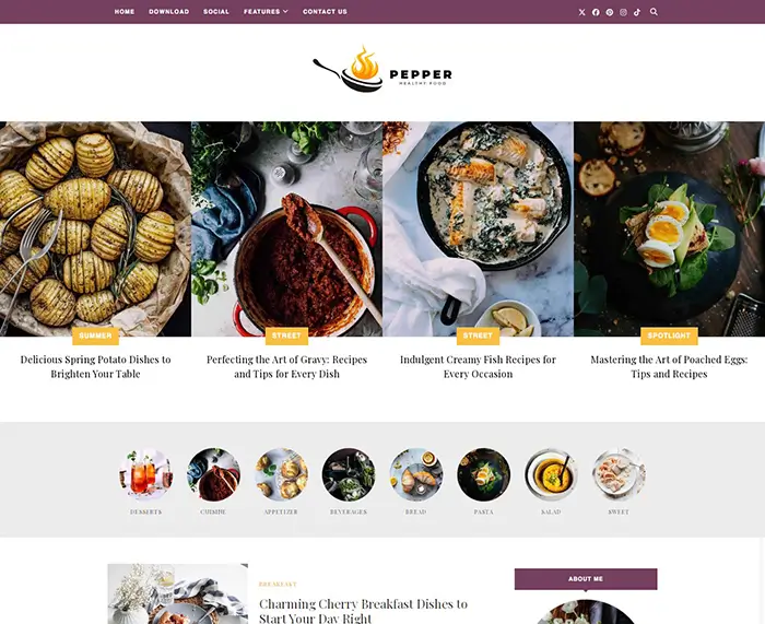 pepper Food Fashion Blogger theme