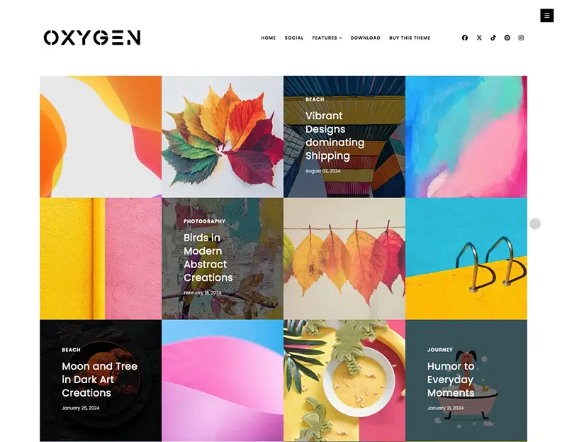 oxygen creative portfolio photography blogger template