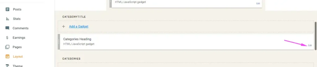category heading change