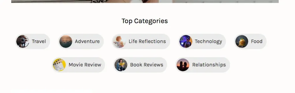 top categories in feminine blogger template renique