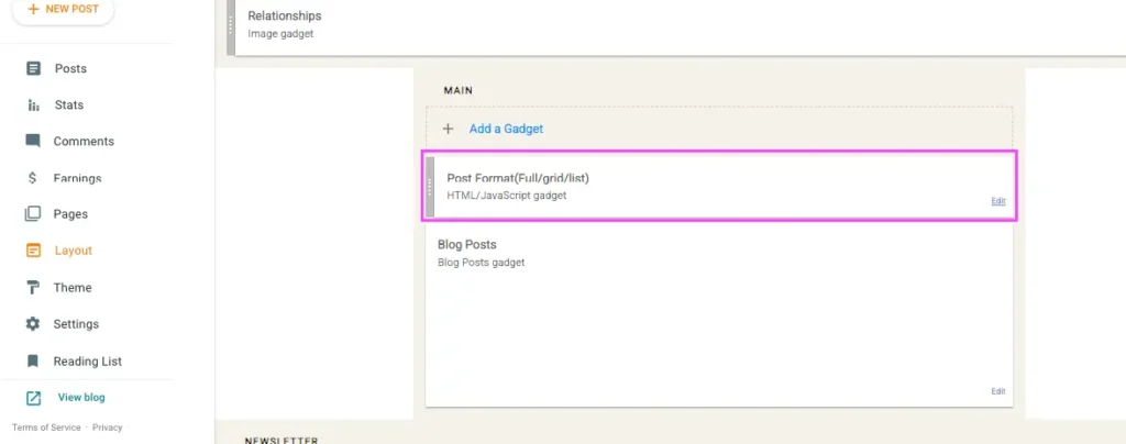 post format blogger template